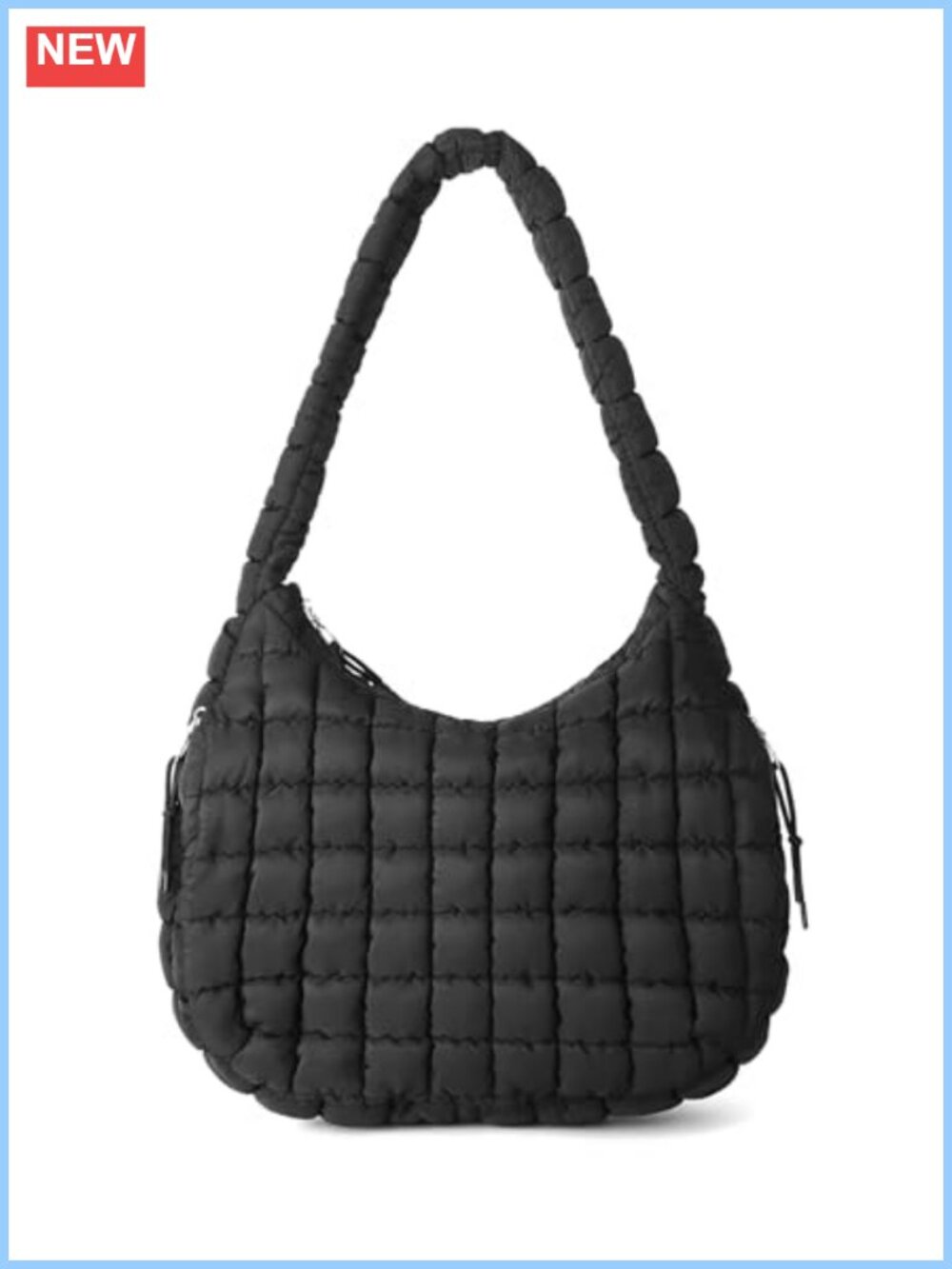 Large Quilted Puffer Tote Bag Nylon Lightweight Crossbody Carryall Women